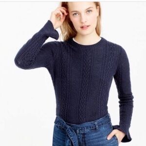 J Crew Cable Sweater with Ruffle Sleeves